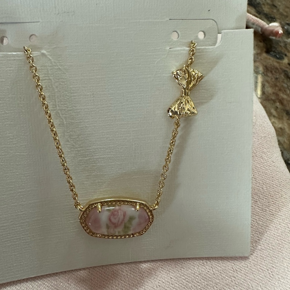 Kendra Scott Love Shack Fancy collab Elisa necklace.